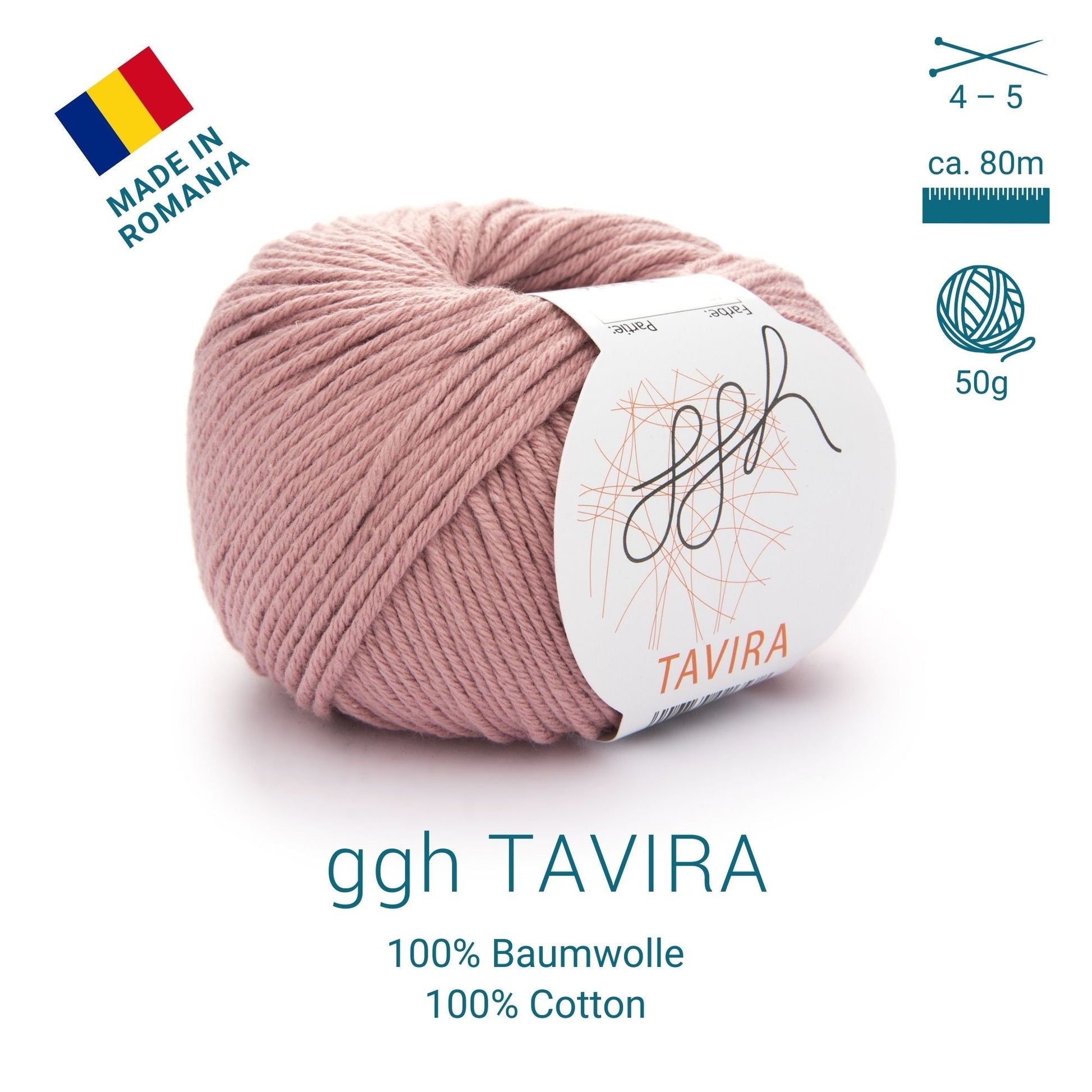 ggh Tavira | 100% Baumwolle | 80m/50g | 040 - Rosenholz - Handarbeiten - 3