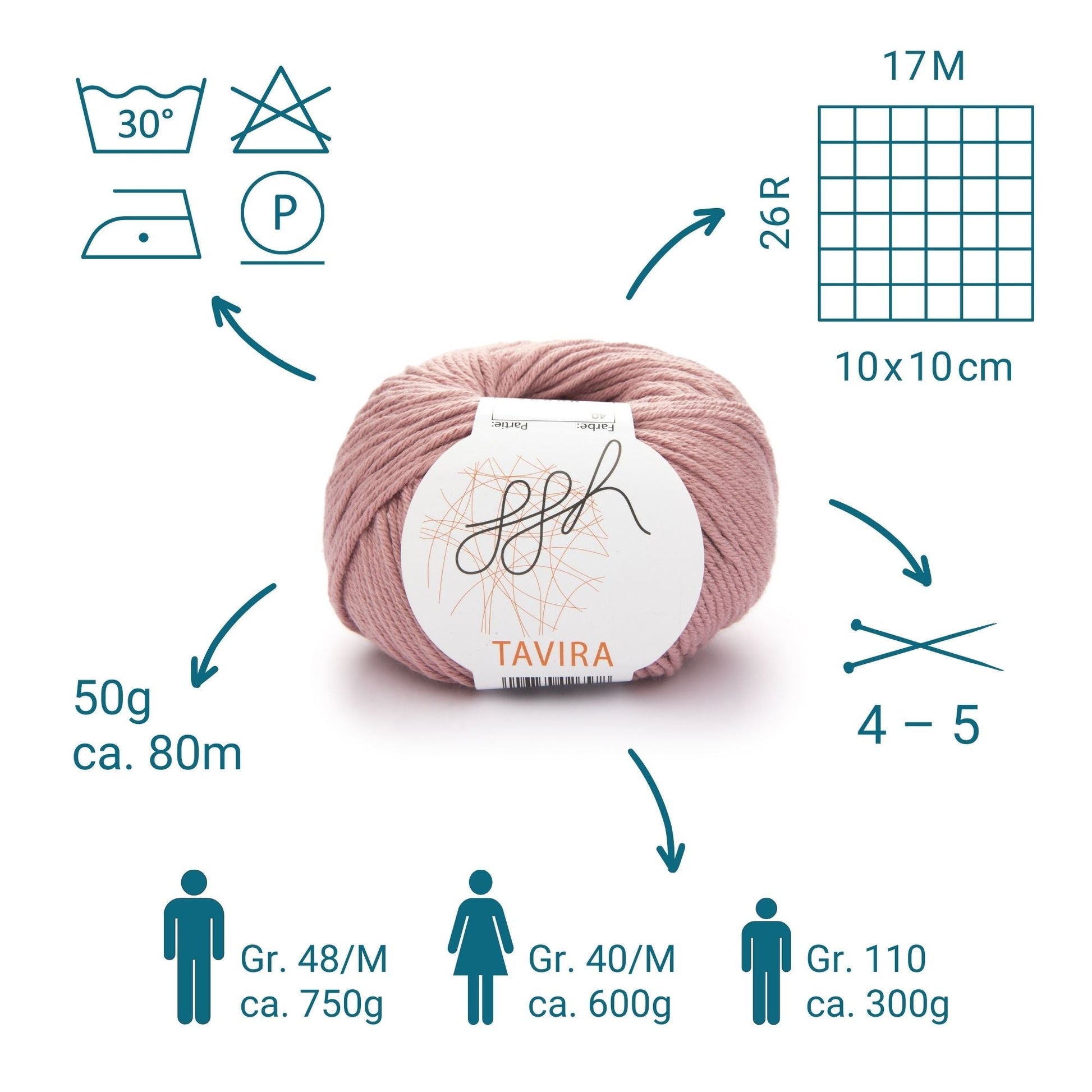 ggh Tavira | 100% Baumwolle | 80m/50g | 040 - Rosenholz - Handarbeiten - 4