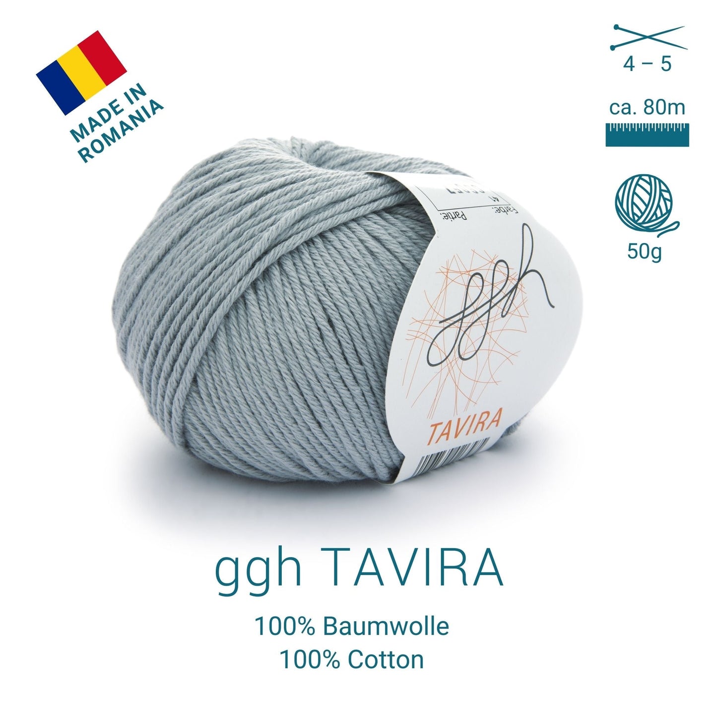 ggh Tavira | 100% Baumwolle | 80m/50g | 041 - Hellgrau - Handarbeiten - 3