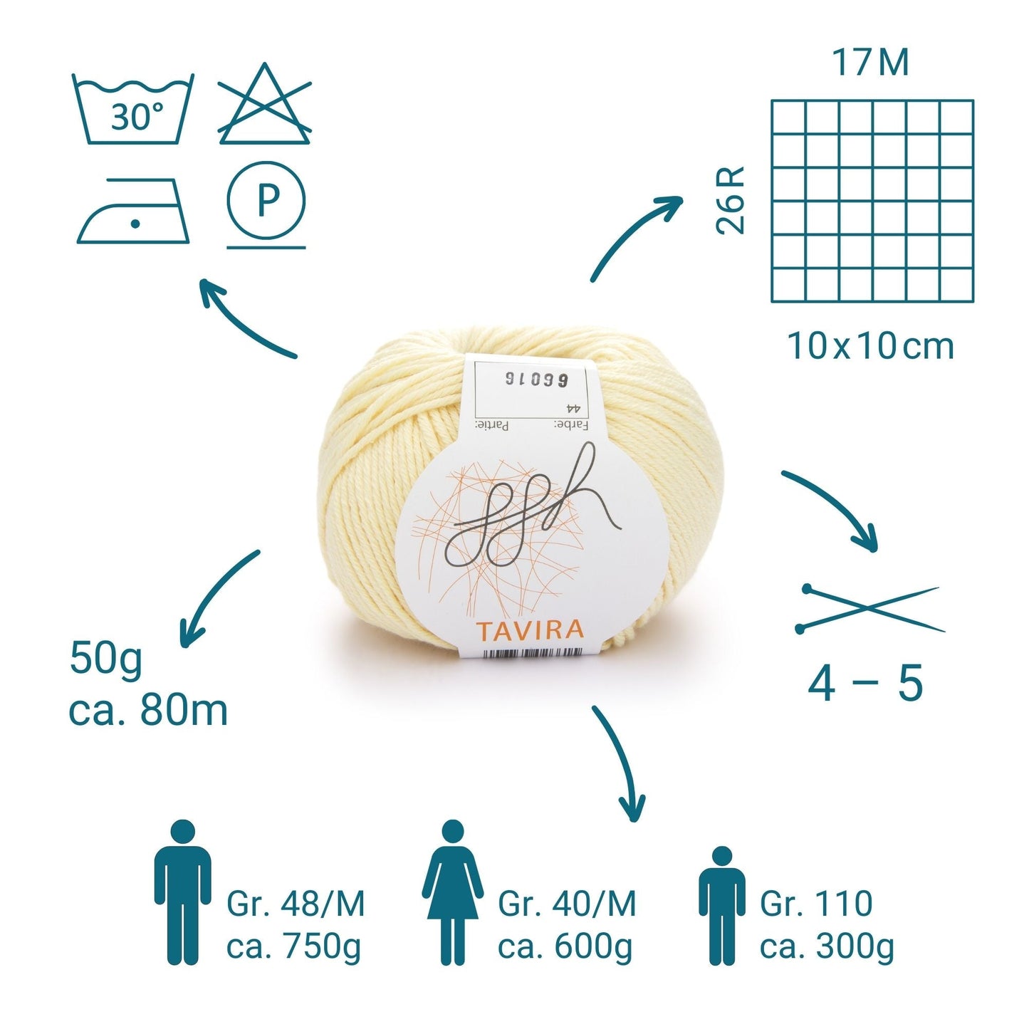 ggh Tavira | 100% Baumwolle | 80m/50g | 044 - Vanille - Handarbeiten - 4