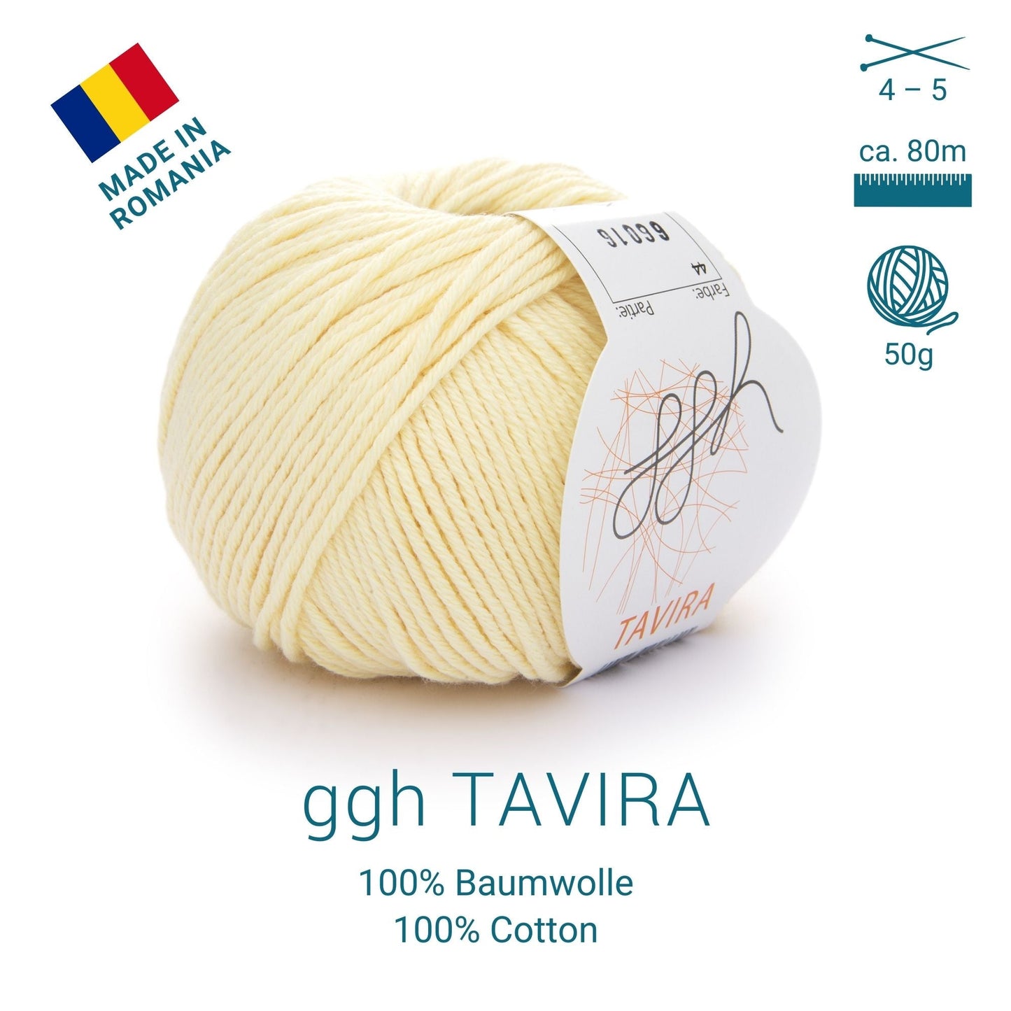 ggh Tavira | 100% Baumwolle | 80m/50g | 044 - Vanille - Handarbeiten - 3