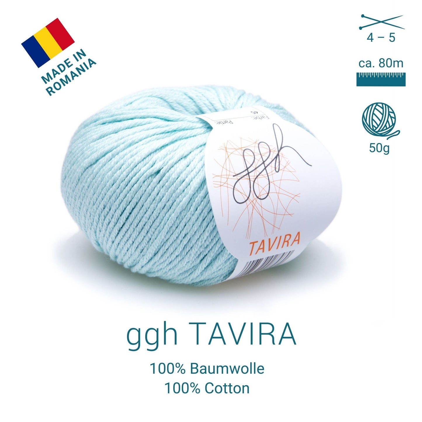 ggh Tavira | 100% Baumwolle | 80m/50g | 045 - Mint - Handarbeiten - 3