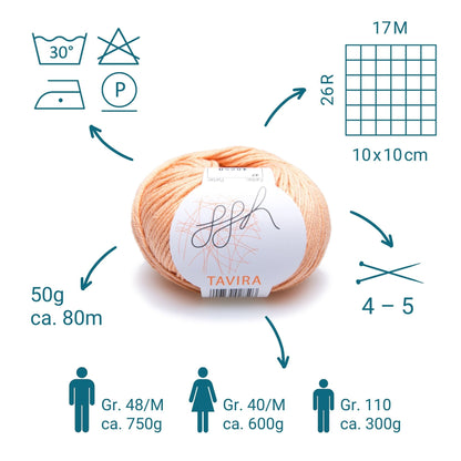 ggh Tavira | 100% Baumwolle | 80m/50g | 047 - Apricot - Handarbeiten - 4