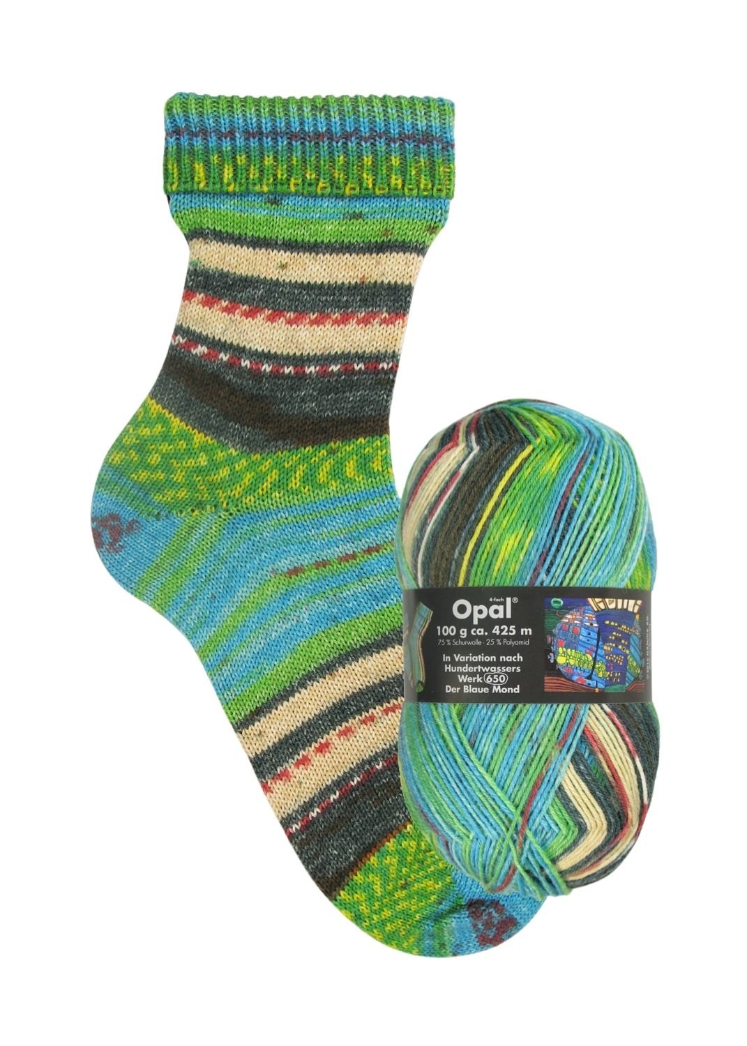 Opal Hundertwasser I | 4 - fach Sockenwolle 100g | Farbe 1432 - Strickwolle - Handarbeiten - 1