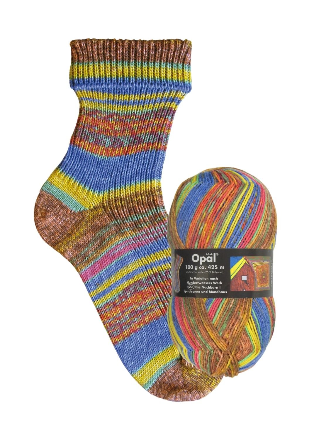 Opal Hundertwasser II | 4 - fach Sockenwolle 100g | Farbe 2100 - Strickwolle - Handarbeiten - 1