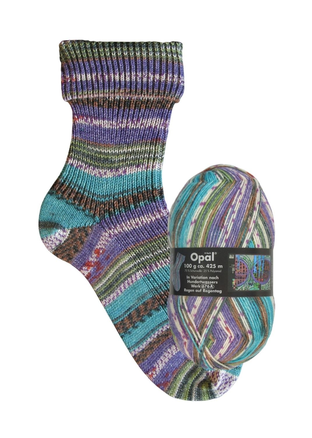 Opal Hundertwasser II | 4 - fach Sockenwolle 100g | Farbe 2106 - Strickwolle - Handarbeiten - 1