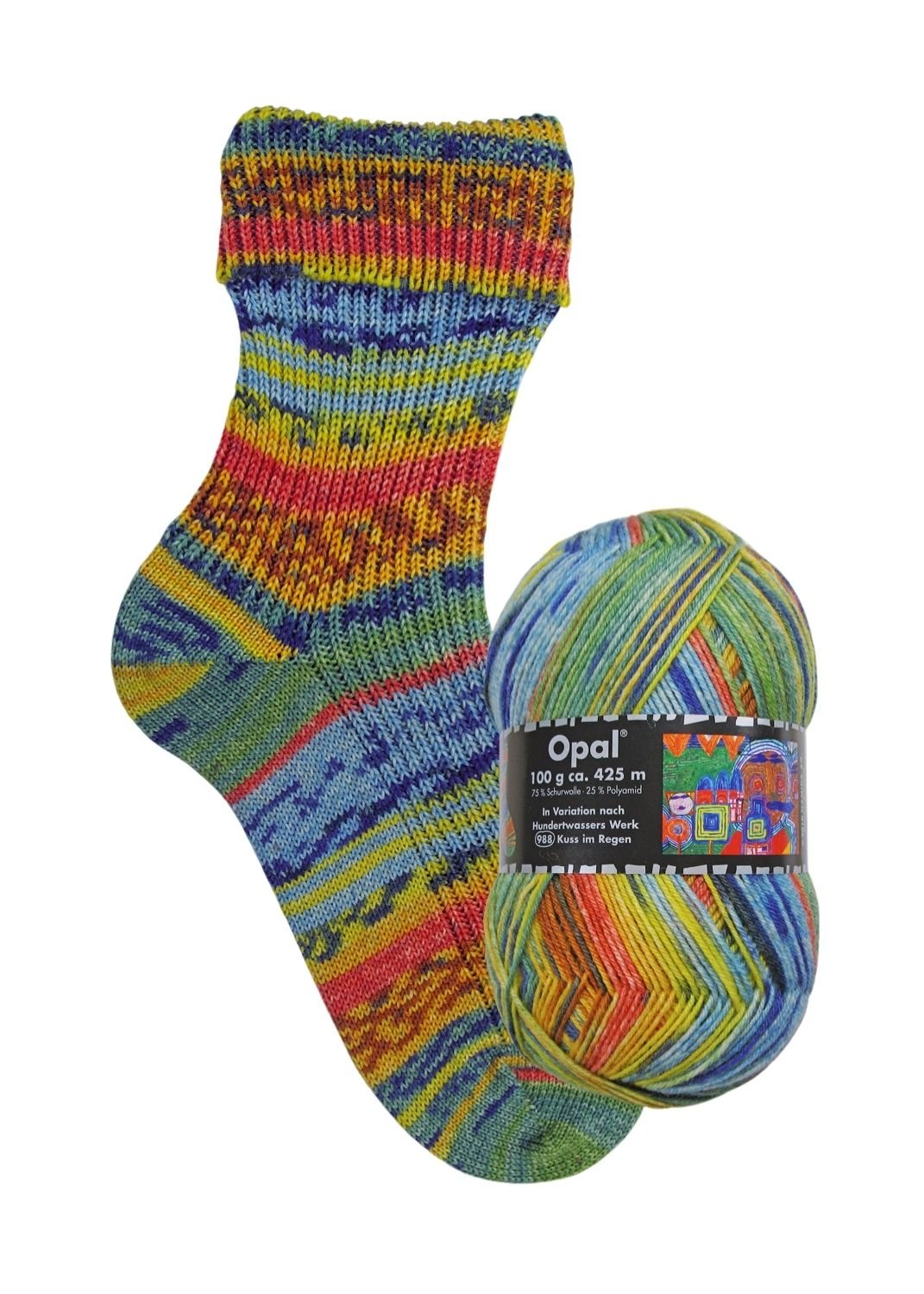 Opal Hundertwasser III | 4 - fach Sockenwolle 100g | Farbe 3200 - Strickwolle - Handarbeiten - 1