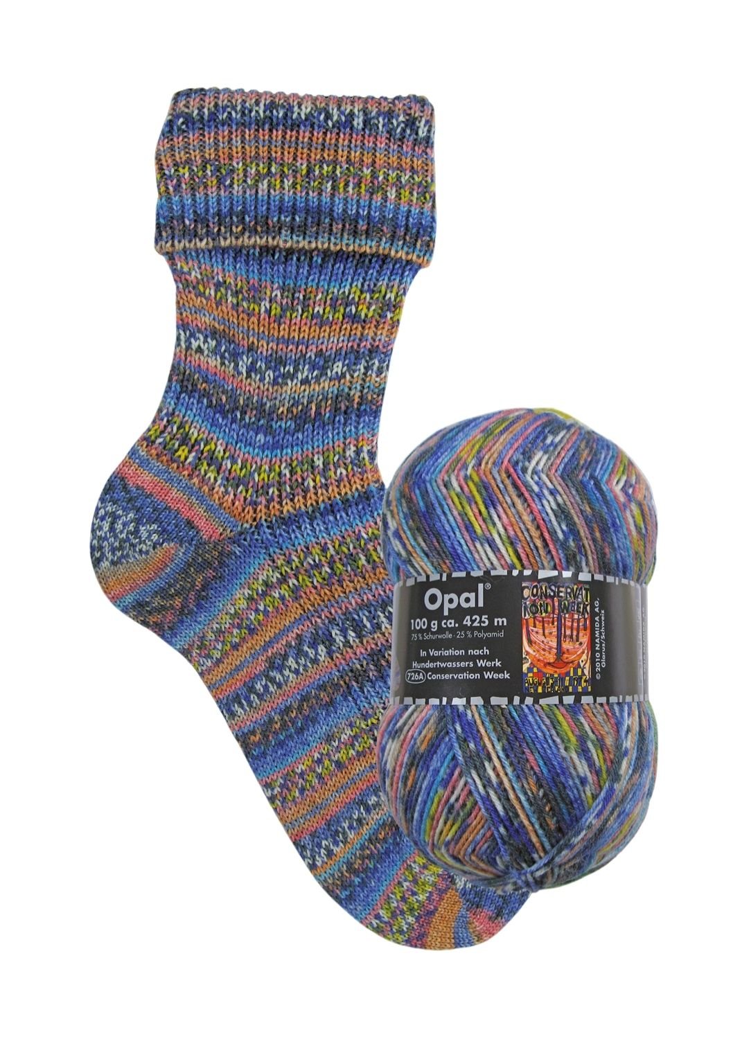 Opal Hundertwasser III | 4 - fach Sockenwolle 100g | Farbe 3201 - Strickwolle - Handarbeiten - 1