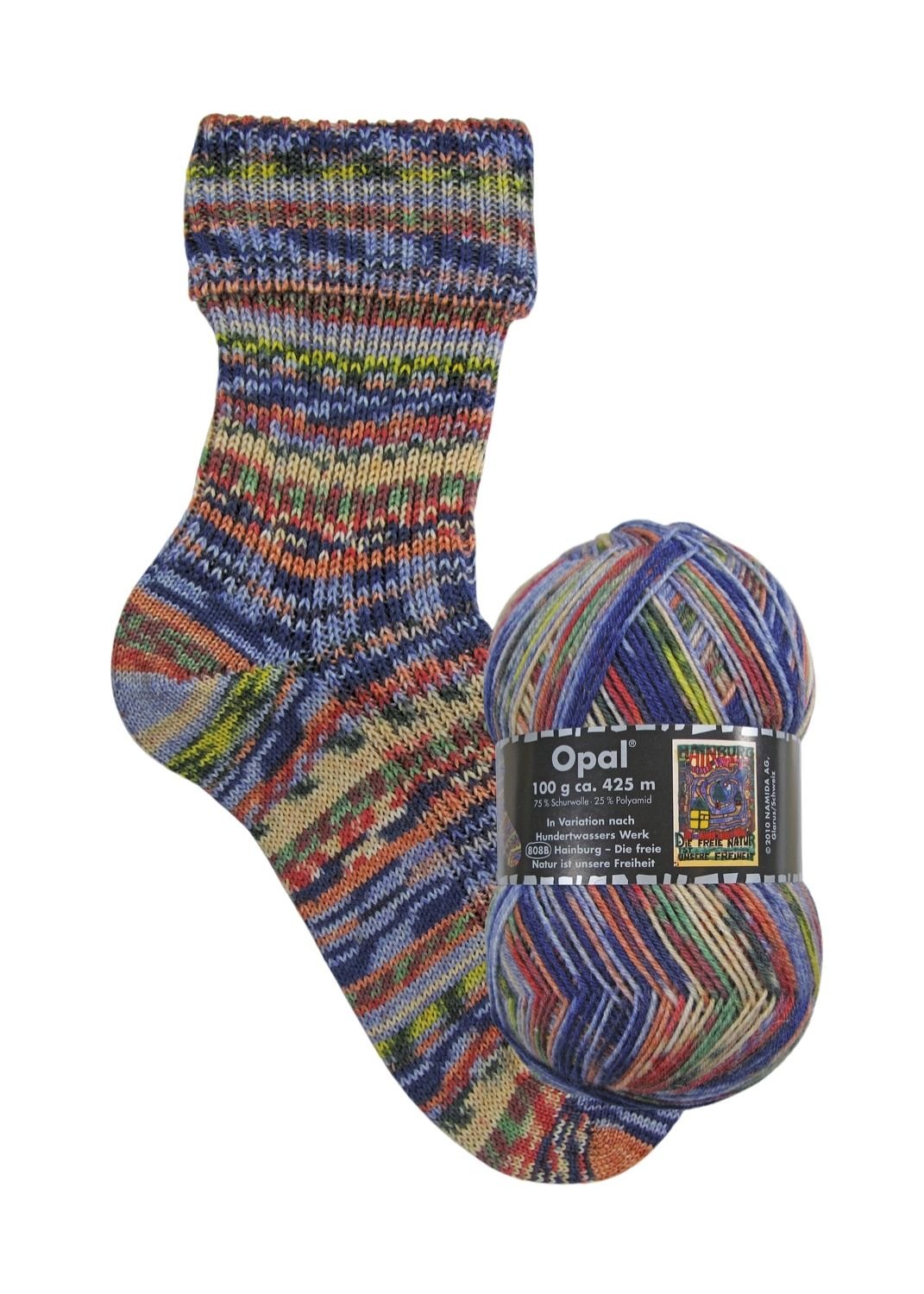 Opal Hundertwasser III | 4 - fach Sockenwolle 100g | Farbe 3204 - Strickwolle - Handarbeiten - 1